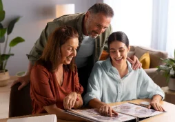 Familia argentina reunida revisando documentos en casa, simbolizando organización financiera para evitar morosidad en préstamos familiares.